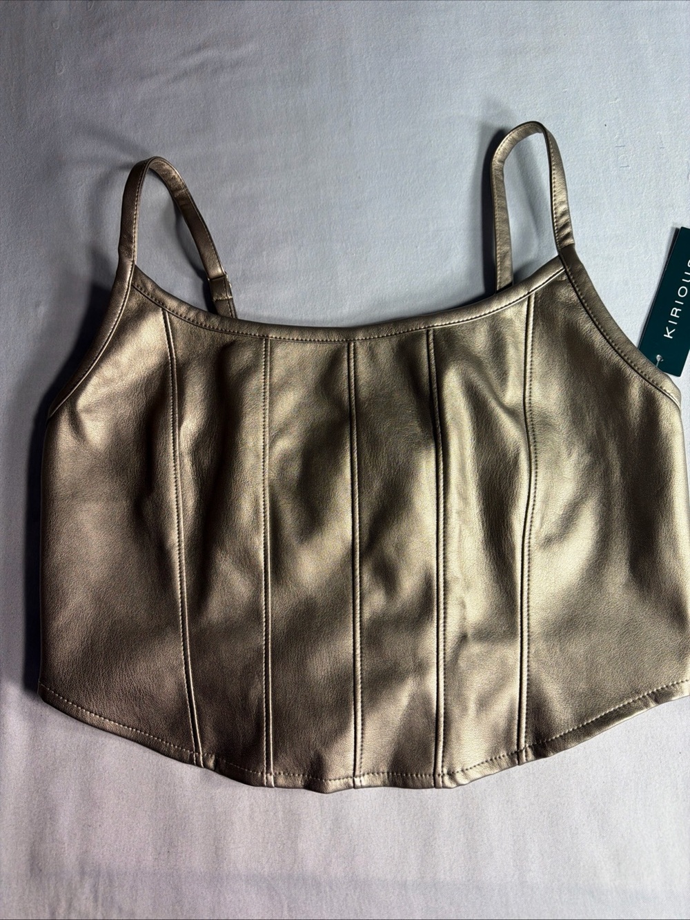 KIRIOUS Metallic Leather-Look Jacket in Silver Gray